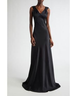 Michael Kors Bias Cut Satin Charmeuse Gown - Black