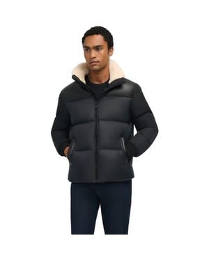 Pajar Rigel Mixed Media Faux Shearling Puffer With Removable Hood - Black
