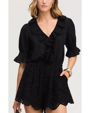 Sam Edelman Flounce Ruffle Cotton Top - Black