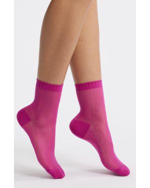 Nordstrom Sparkle Sheer Rib Quarter Socks - Pink
