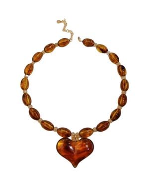 MacRae & Co Amber Love Heart Pendant Necklace - Brown
