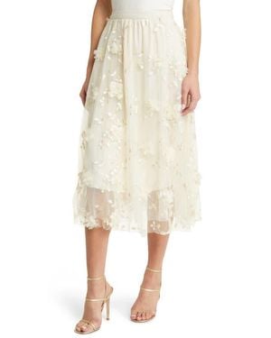 NIKKI LUND Audra Floral Appliqué Chiffon Maxi Skirt - Natural