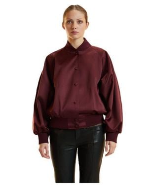 Cynthia Rowley Satin Bomber Jacket - Red