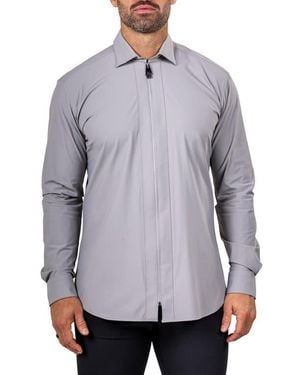Maceoo Fibzip Marthyr Knit Zip-Up Shirt - Gray