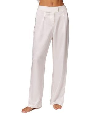 Simone Perele Love Me Lace Trim Silk Blend Pants - White