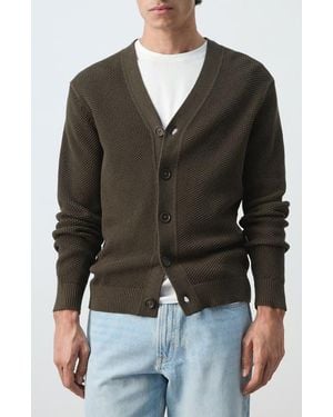 Mango Microstructure Cotton Blend Cardigan - Black