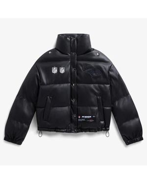 OFF SEASON Denver Broncos Faux Leather Puffer Jacket - Black