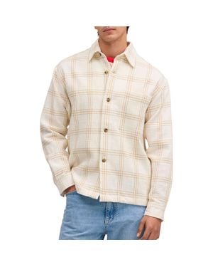NN07 Adwin 50059 Plaid Recycled Cotton Blend Shirt Jacket - Natural