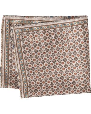 Eton Quatrefoil & Paisley Reversible Wool Pocket Square - Brown