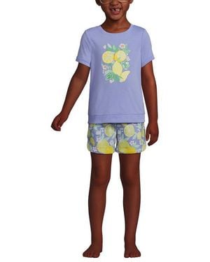 Lands' End Girls Short Sleeve Tee And Shorts Pajama Set - Blue