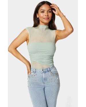 Bebe Draped Knit Bodysuit - Multicolor