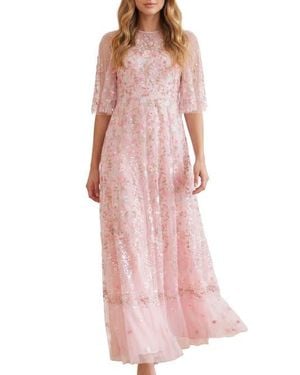 Needle & Thread Rococo Ribbon Floral-embroidered Sheer Gown - Pink