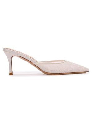 Black Suede Studio Jayla 70 Lace Mule - White