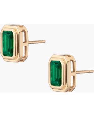 AUrate New York Lab Grown Emerald Heirloom Stud Earrings - Metallic