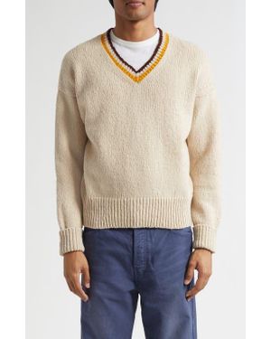 Visvim College Wool & Cashmere V-Neck Sweater - Natural