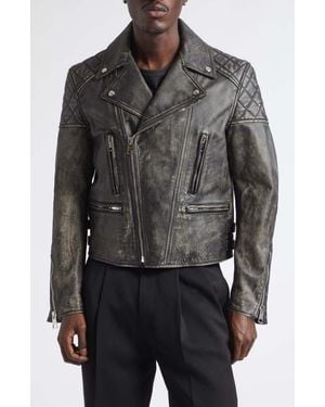 Givenchy Sunflower Back Leather Biker Jacket - Black