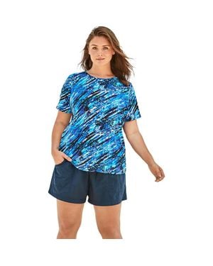 Swim 365 Chlorine Resistant Crewneck Relaxed Fit Swim Tee - Blue