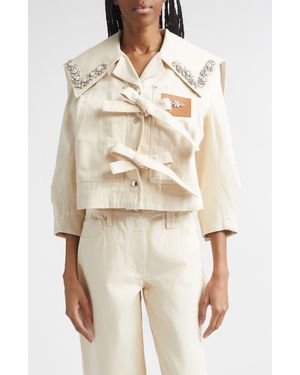 Simone Rocha Cropped Sailor Collar Workwear Jacket - Natural