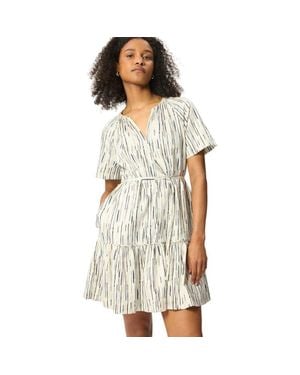 Whistles Abstract Stripe Short Dress - White