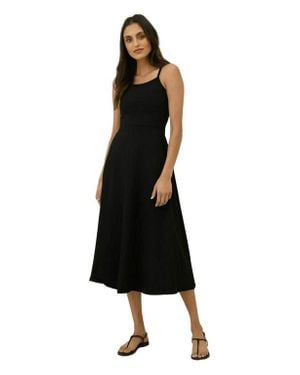 Pact Organic Cotton Fit & Flare Midi Dress - Black