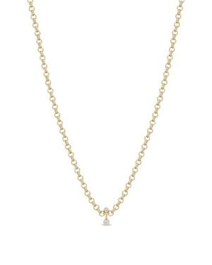 Zoe Chicco Diamond Pendant Rolo Chain Necklace - Blue