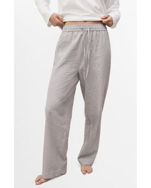 Mango Cotton Seersucker Pajamas - Gray