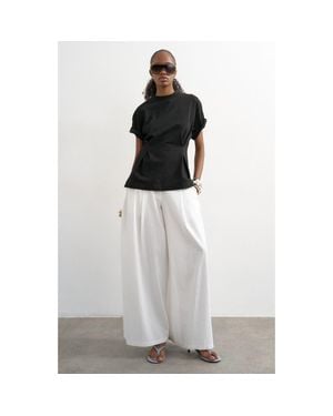 TOPSHOP Linen Blend Wide Leg Pants - White