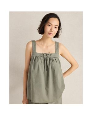 Haven Well Within Organic Cotton Linen Square Neck Top - Green