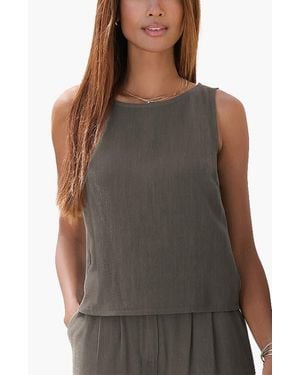 Lascana Sleeveless Linen Blouse - Gray