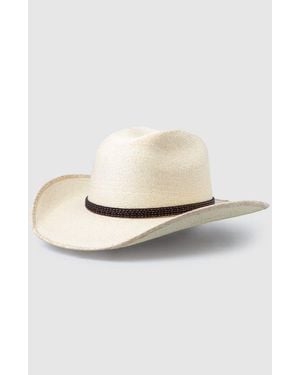 Manuela Solstice Bloom Handwoven Straw Sun Hat - White