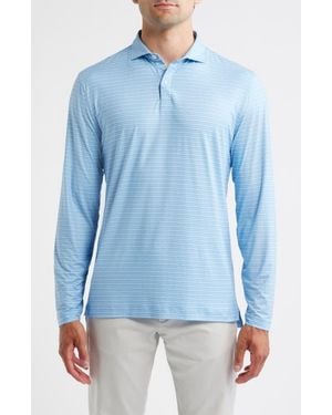 Johnnie-o Printed Track Stripe Long Sleeve Performance Polo - Blue