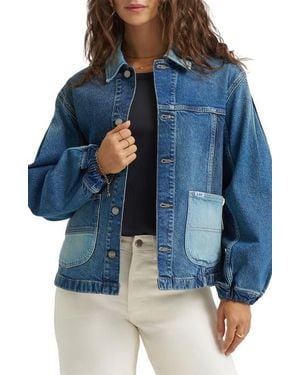 Lee Jeans Patched Denim Chore Jacket - Blue