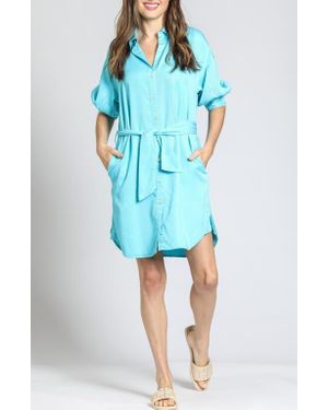 Apny Belted Shirtdress - Blue