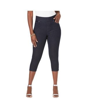 Jessica London Comfort Waist Stretch Denim Capris - Blue