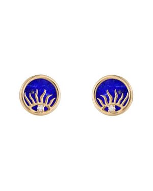 Eden Presley Lapis Lazuli & Diamond Sunrise Stud Earrings - Blue