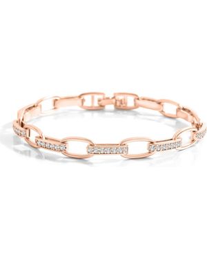 Mint & Lily Interlinked Cubic Zirconia Paperclip Bracelet - Metallic