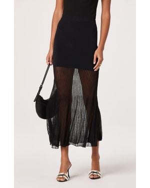 Astr Contrast Knit Skirt - Black