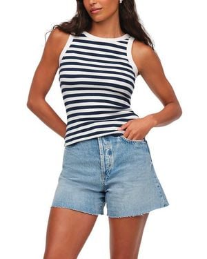 nuuds Slinky Rib Knit Stretch Modal Jersey Tank - Blue