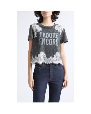 Cinq À Sept J'Adore Encore Lace Graphic Tee - Black
