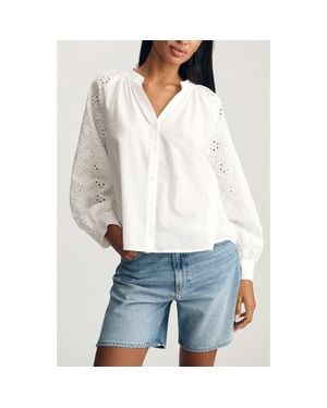 Mavi Embroidered Eyelet Top - White