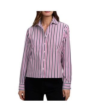 Foxcroft Jodie Stripe Cotton Button-Up Shirt - Red