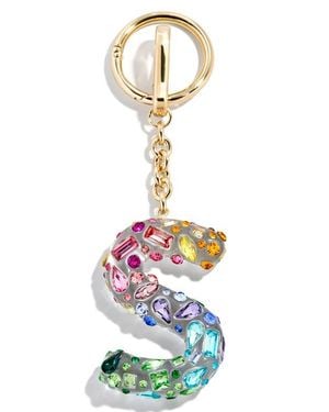 BaubleBar Crystal Initial Key Ring Bag Charm - White