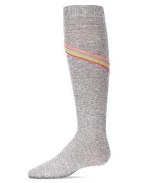 Memoi V Stripe Lurex Knee High Socks - Gray