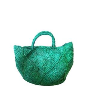 Zanatany Concepts Nico Raffia Tote Bag - Green