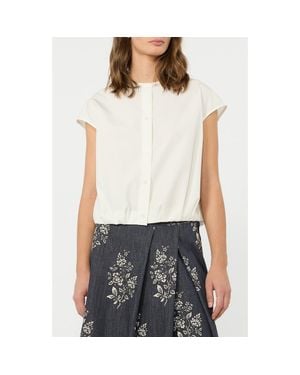 Weekend by Maxmara Gelatina Cap Sleeve Button-Up Shirt - White
