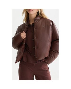 Scotch & Soda Faux Leather Short Jacket - Brown