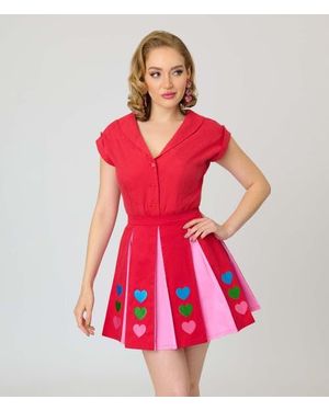 Unique Vintage 1960S Twill Sleeveless Blouse - Red