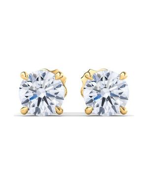 HauteCarat Round Brilliant Cut Lab Created Diamond Stud Earrings - Blue