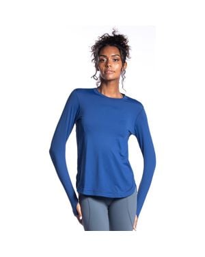 BloqUV Long Sleeve Sun And Uv Protection Relaxed Scallop Top - Blue