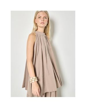 Apricot Pleat Detail Tunic Top - Natural